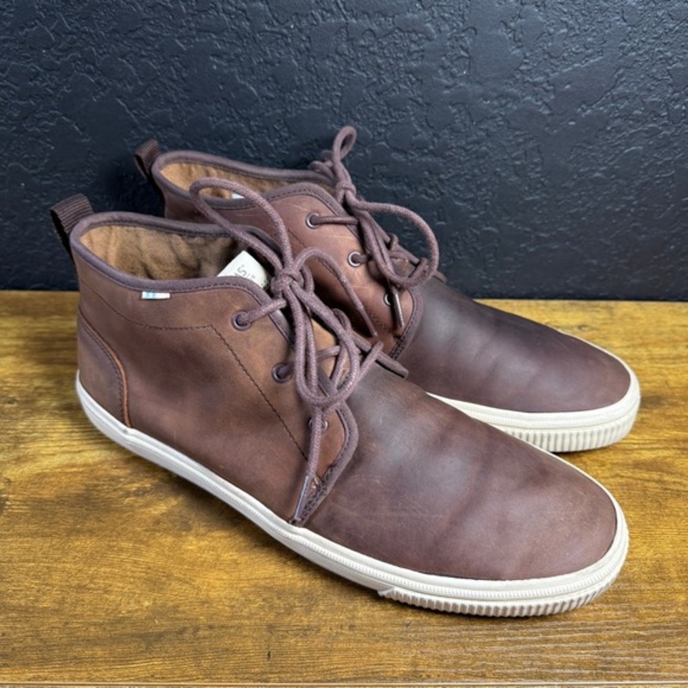 TOMS Paseo Brown Leather Chukka Mid Top Boot Mens‎ 12